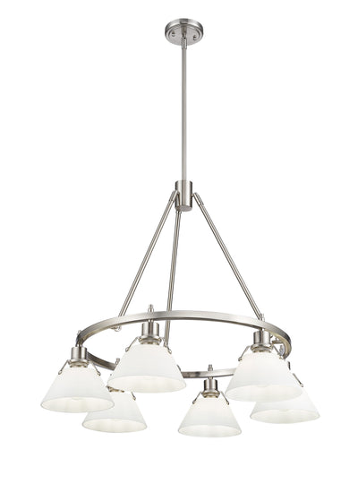 Yep by Golden Lighting Orwell 6-light Chandelier in Pewter and Opal Glass - - Golden Lighting