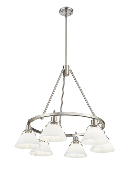 Orwell 6-Light Chandelier in Pewter with Opal Glass - - Golden Lighting