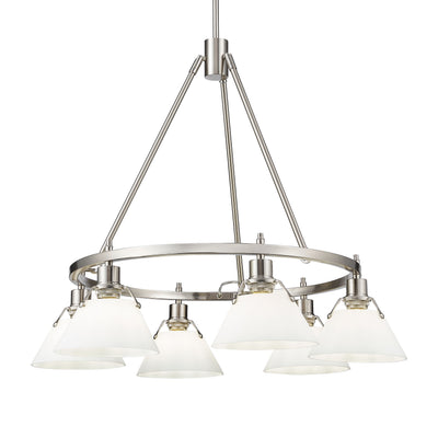Yep by Golden Lighting Orwell 6-light Chandelier in Pewter and Opal Glass - Default Title - Golden Lighting