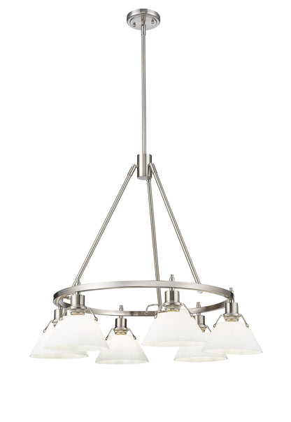 Orwell 6-Light Chandelier in Pewter with Opal Glass - Pewter / Opal Glass / White - Golden Lighting