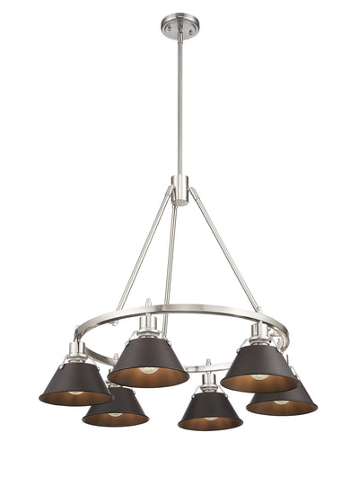 Yep by Golden Lighting Orwell 6-light Chandelier in Pewter and Rubbed Bronze shade - - Golden Lighting