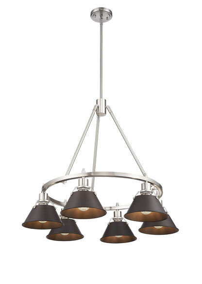 Orwell 6-Light Chandelier in Pewter with Rubbed Bronze - - Golden Lighting