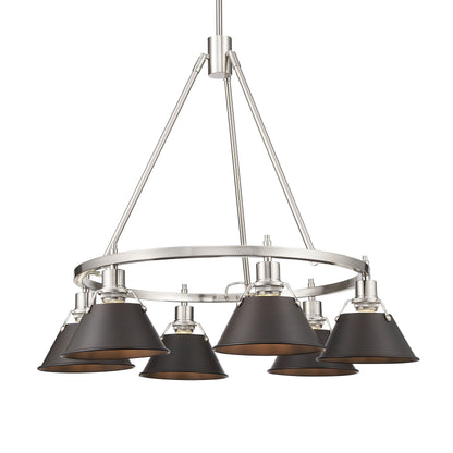 Yep by Golden Lighting Orwell 6-light Chandelier in Pewter and Rubbed Bronze shade - Default Title - Golden Lighting