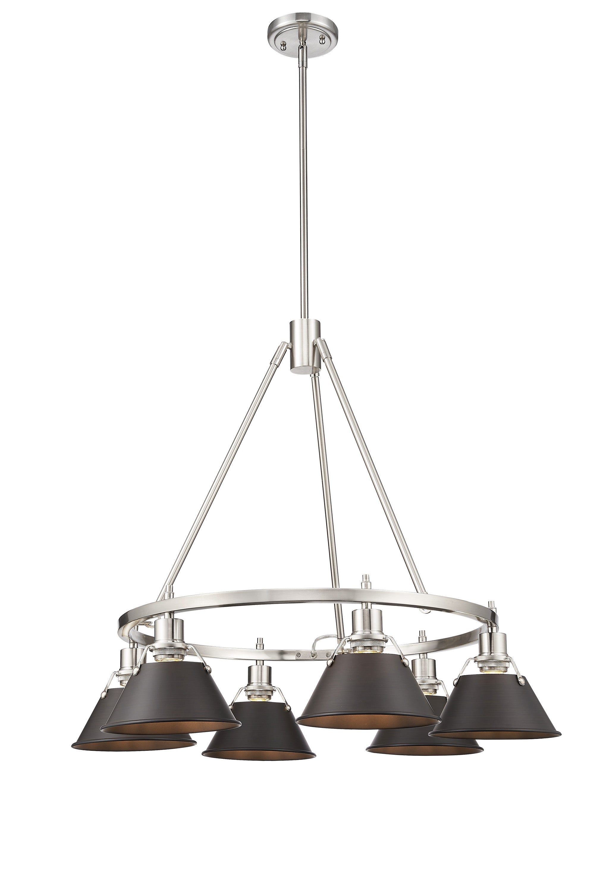 Orwell 6-Light Chandelier in Pewter with Rubbed Bronze - Default Title - Golden Lighting
