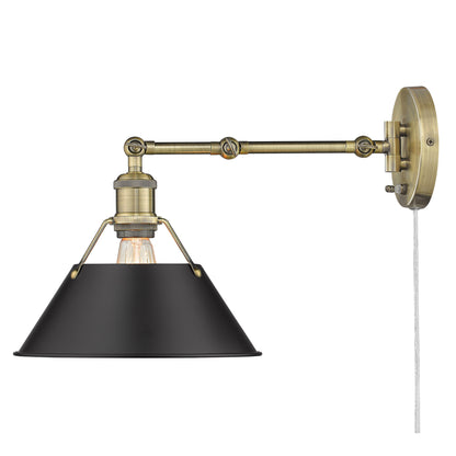 Yep by Golden Lighting Orwell 1-light Swing Arm Wall Lamp in Aged Brass and Matte Black shade - - Golden Lighting