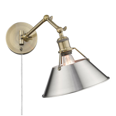 Yep by Golden Lighting Orwell 1-light Swing Arm Wall Lamp in Aged Brass and Pewter shade - - Golden Lighting