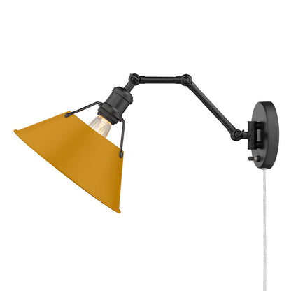 Yep by Golden Lighting Orwell 1-light Swing Arm Wall Lamp in Matte Black and Auric Yellow shade - - Golden Lighting