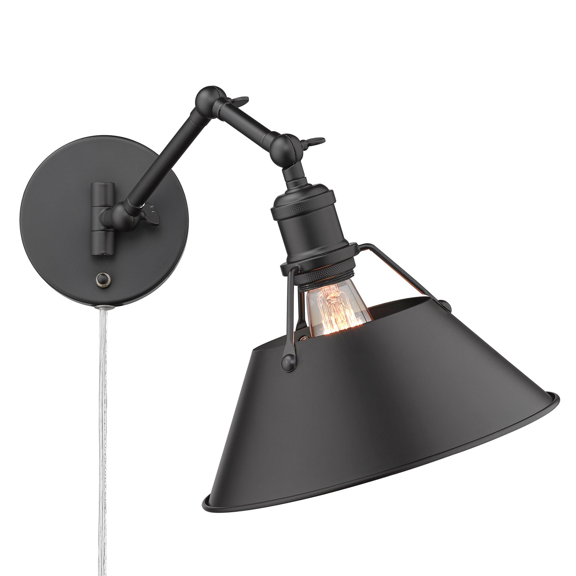 Yep by Golden Lighting Orwell 1-light Swing Arm Wall Lamp in Matte Black - - Golden Lighting
