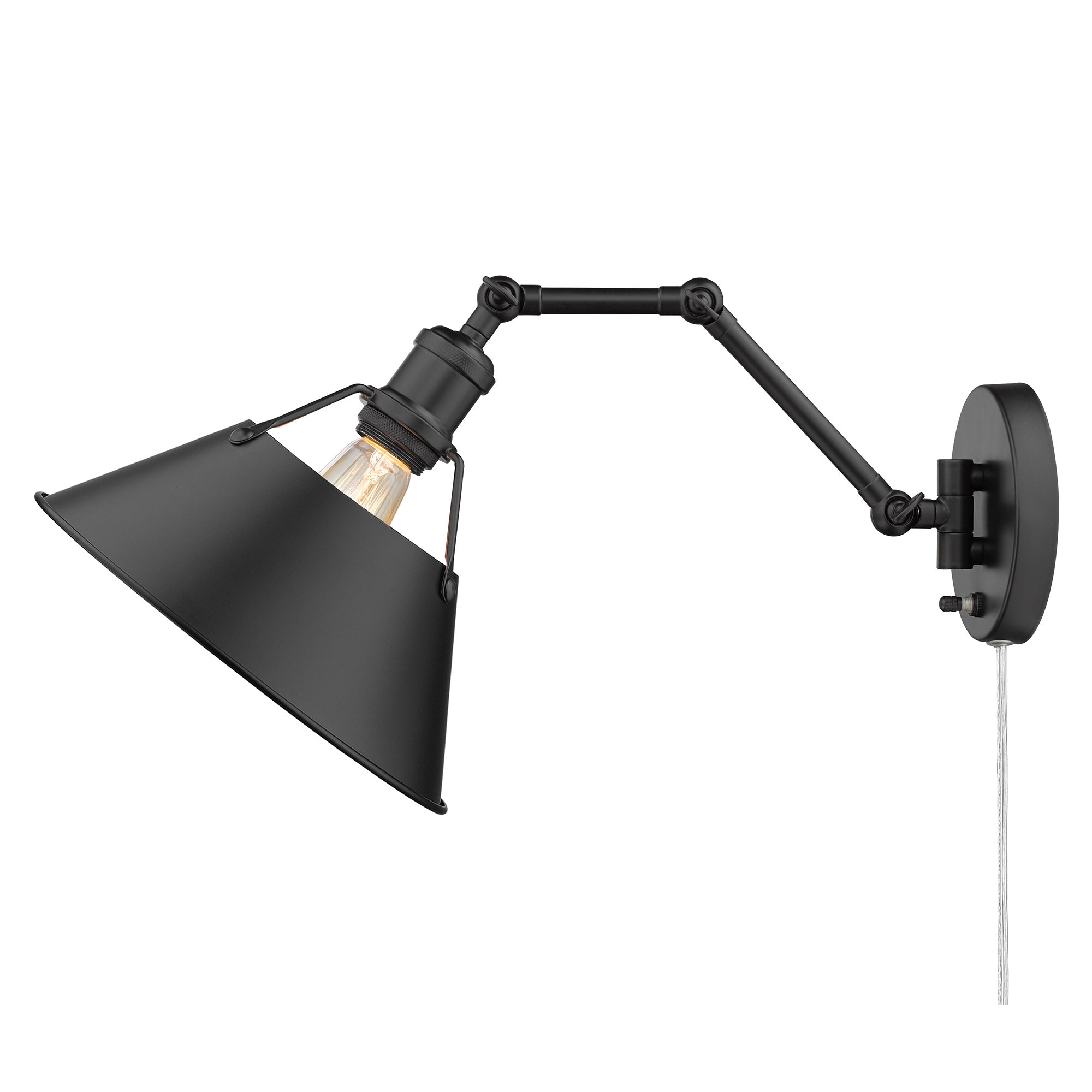 Yep by Golden Lighting Orwell 1-light Swing Arm Wall Lamp in Matte Black - - Golden Lighting