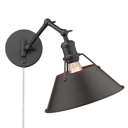 Yep by Golden Lighting Orwell 1-light Swing Arm Wall Lamp in Matte Black and Rubbed Bronze shade - - Golden Lighting