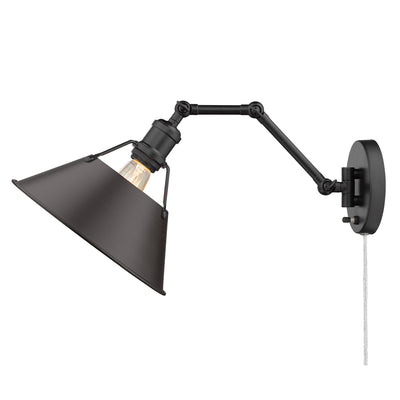 Yep by Golden Lighting Orwell 1-light Swing Arm Wall Lamp in Matte Black and Rubbed Bronze shade - - Golden Lighting