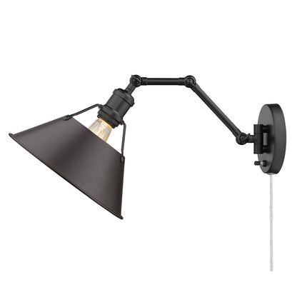 Yep by Golden Lighting Orwell 1-light Swing Arm Wall Lamp in Matte Black and Rubbed Bronze shade - - Golden Lighting