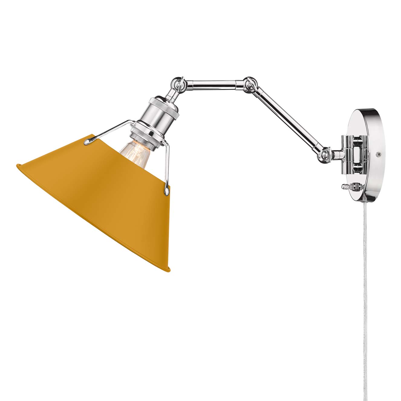 Yep by Golden Lighting Orwell 1-light Swing Arm Wall Lamp in Chrome and Auric Yellow shade - - Golden Lighting