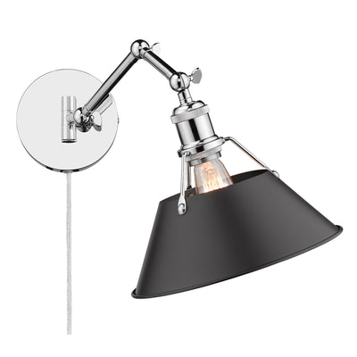 Yep by Golden Lighting Orwell 1-light Swing Arm Wall Lamp in Chrome and Matte Black shade - - Golden Lighting