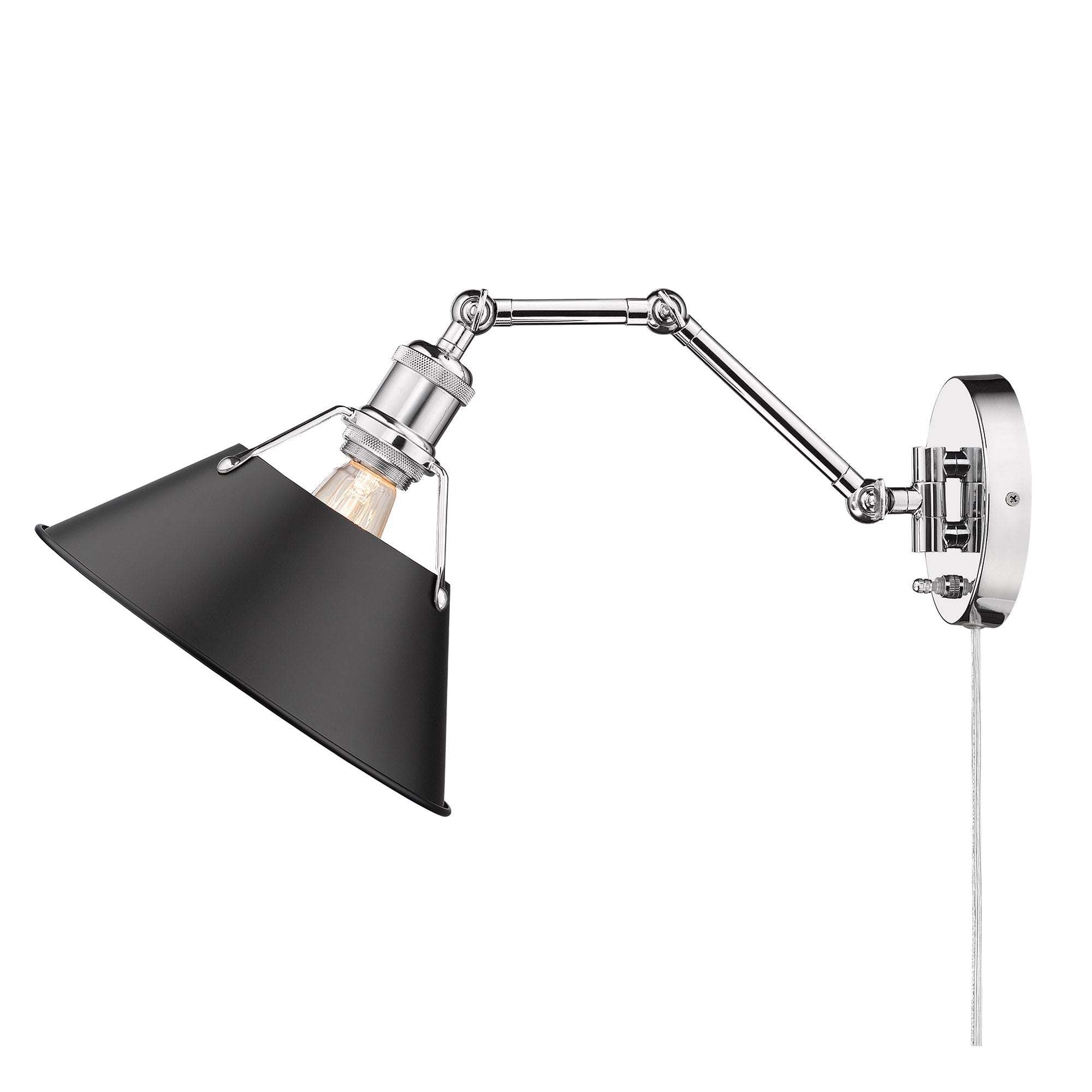 Yep by Golden Lighting Orwell 1-light Swing Arm Wall Lamp in Chrome and Matte Black shade - - Golden Lighting