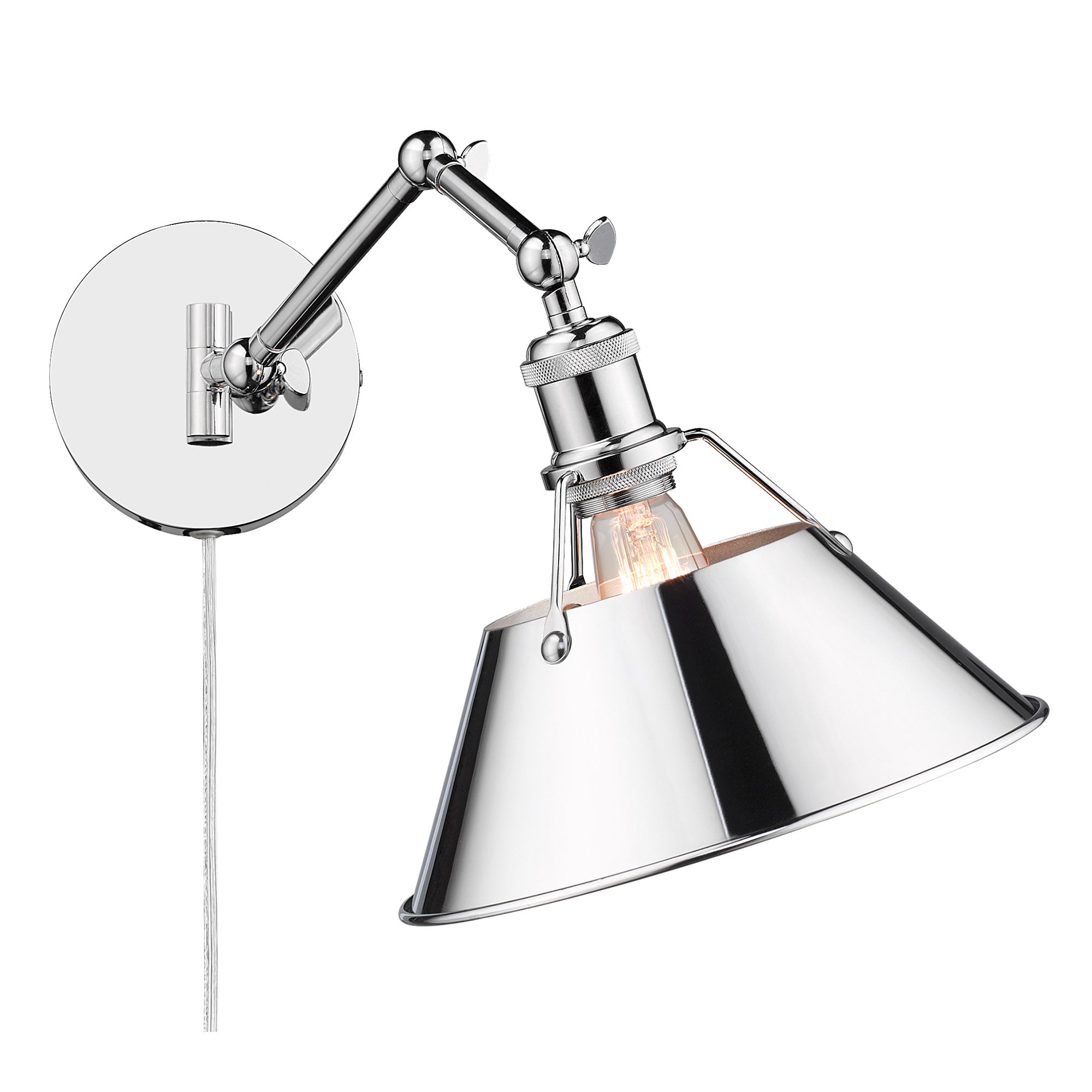 Yep by Golden Lighting Orwell 1-light Swing Arm Wall Lamp in Chrome - - Golden Lighting
