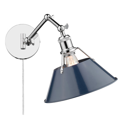 Yep by Golden Lighting Orwell 1-light Swing Arm Wall Lamp in Chrome and Navy Blue shade - - Golden Lighting