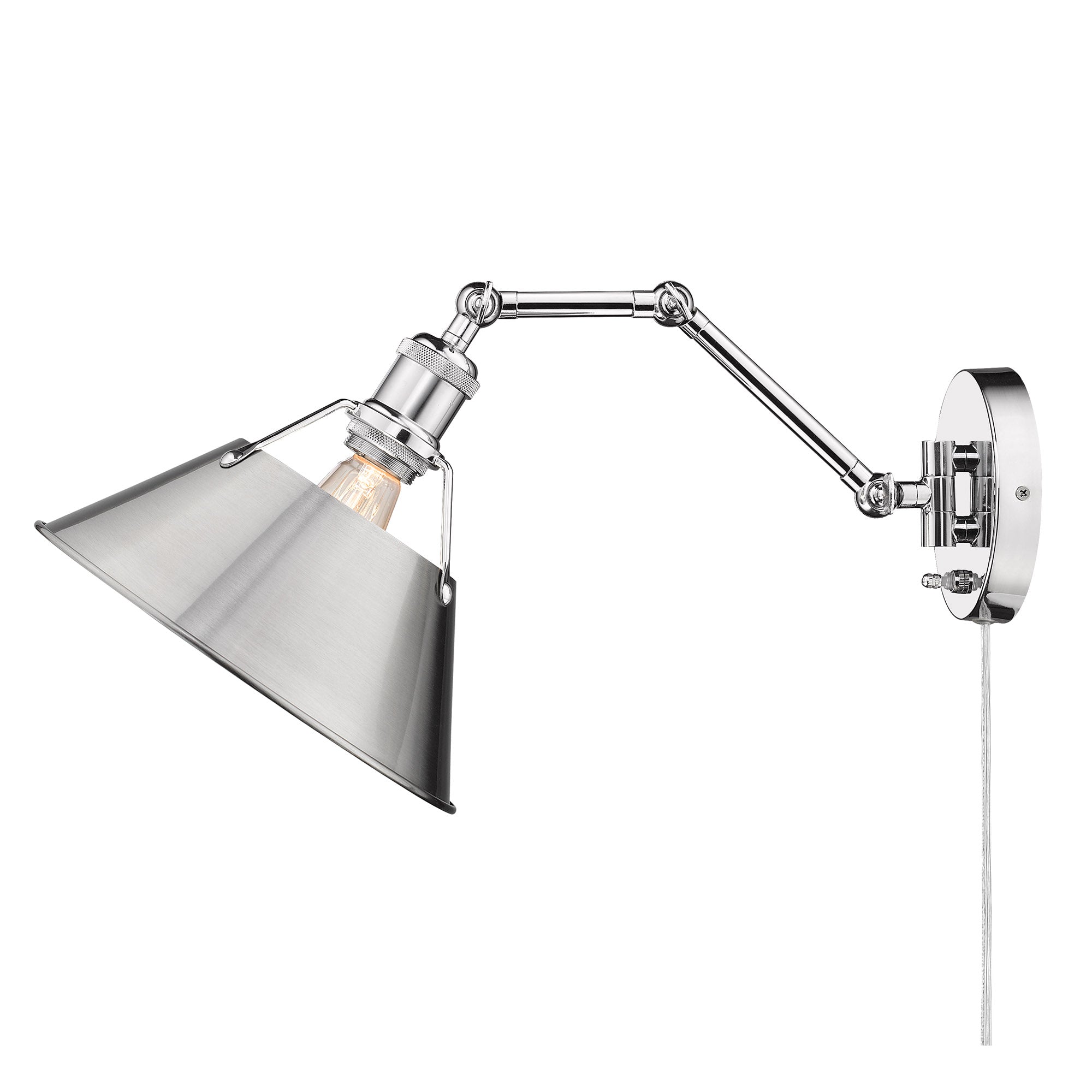 Yep by Golden Lighting Orwell 1-light Swing Arm Wall Lamp in Chrome and Pewter shade - - Golden Lighting