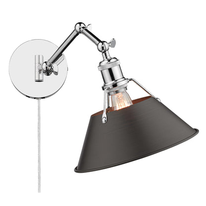 Yep by Golden Lighting Orwell 1-light Swing Arm Wall Lamp in Chrome and Rubbed Bronze shade - - Golden Lighting