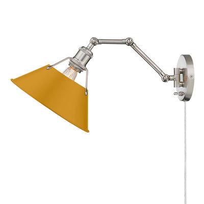 Yep by Golden Lighting Orwell 1-light Swing Arm Wall Lamp in Pewter and Auric Yellow shade - - Golden Lighting