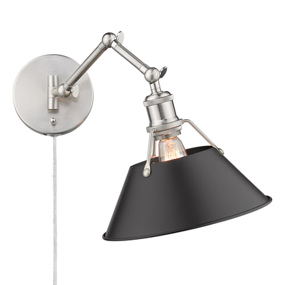 Yep by Golden Lighting Orwell 1-light Swing Arm Wall Lamp in Pewter and Matte Black shade - - Golden Lighting