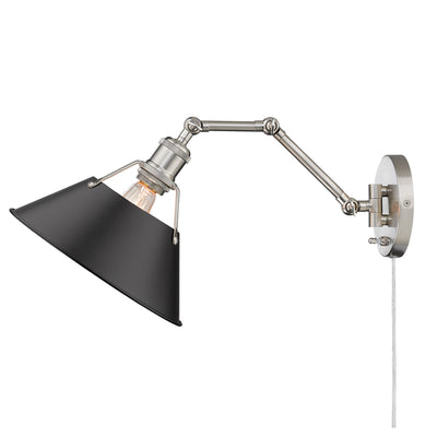 Yep by Golden Lighting Orwell 1-light Swing Arm Wall Lamp in Pewter and Matte Black shade - - Golden Lighting