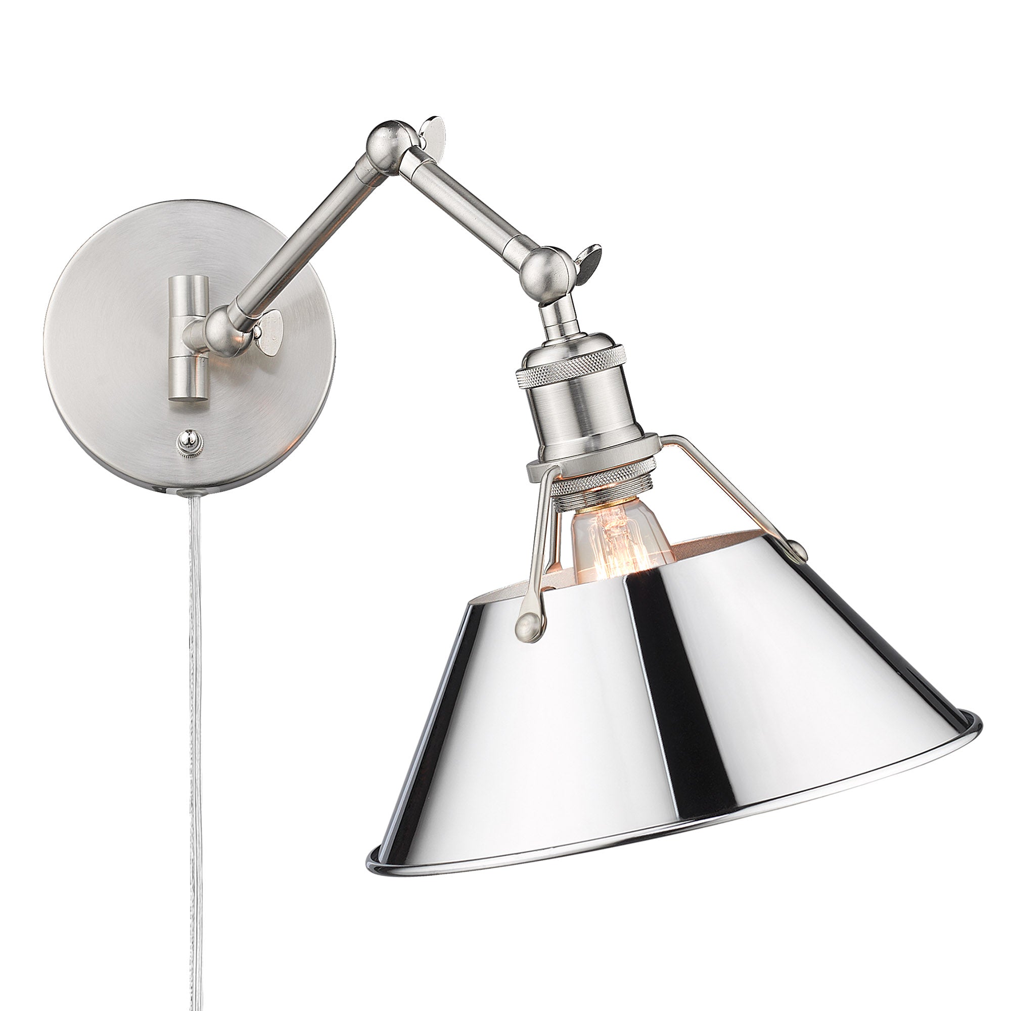Yep by Golden Lighting Orwell 1-light Swing Arm Wall Lamp in Pewter and Chrome shade - - Golden Lighting