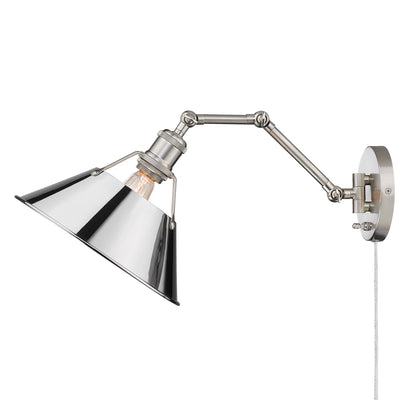 Yep by Golden Lighting Orwell 1-light Swing Arm Wall Lamp in Pewter and Chrome shade - - Golden Lighting