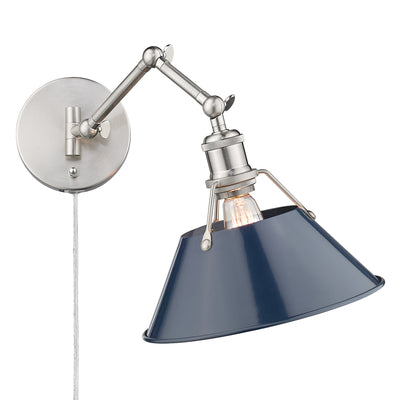 Yep by Golden Lighting Orwell 1-light Swing Arm Wall Lamp in Pewter and Navy Blue shade - - Golden Lighting