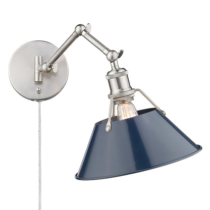 Yep by Golden Lighting Orwell 1-light Swing Arm Wall Lamp in Pewter and Navy Blue shade - - Golden Lighting
