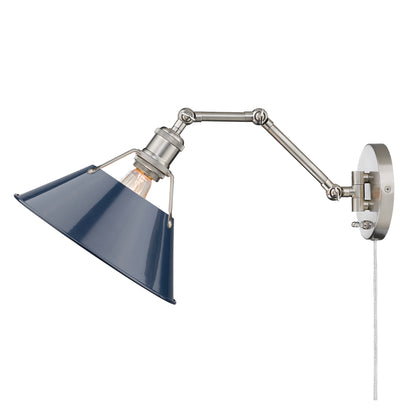 Yep by Golden Lighting Orwell 1-light Swing Arm Wall Lamp in Pewter and Navy Blue shade - - Golden Lighting