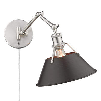 Yep by Golden Lighting Orwell 1-light Swing Arm Wall Lamp in Pewter and Rubbed Bronze shade - - Golden Lighting