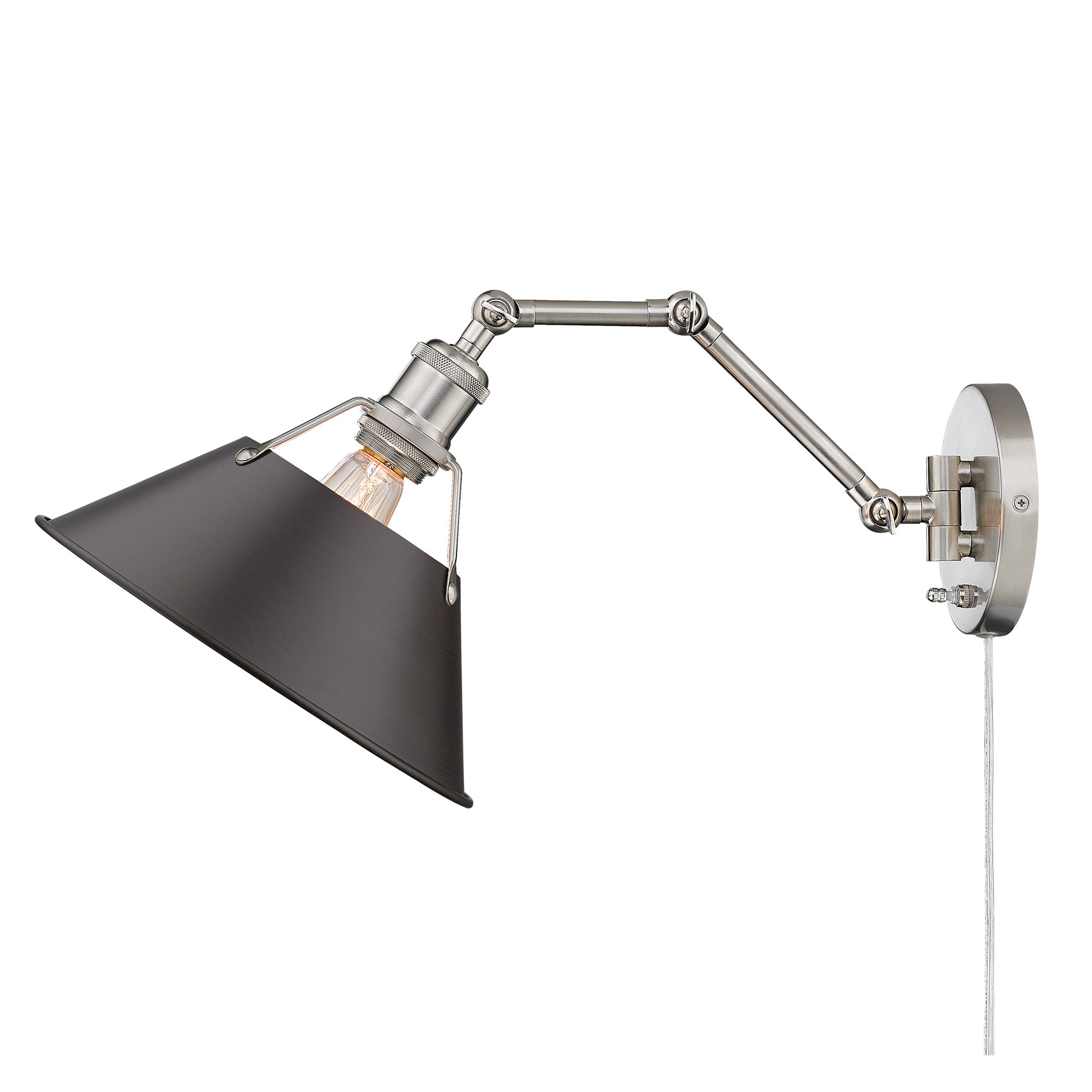 Yep by Golden Lighting Orwell 1-light Swing Arm Wall Lamp in Pewter and Rubbed Bronze shade - - Golden Lighting