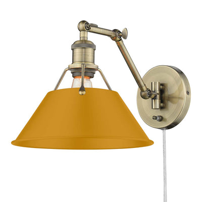Yep by Golden Lighting Orwell 1-light Swing Arm Wall Lamp in Aged Brass and Auric Yellow shade - Default Title - Golden Lighting