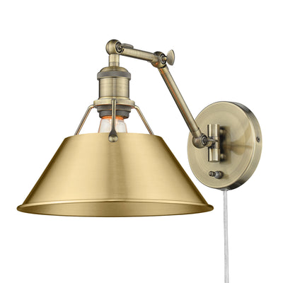 Yep by Golden Lighting Orwell 1-light Swing Arm in Aged Brass and Brushed Champagne Brass shade - - Golden Lighting