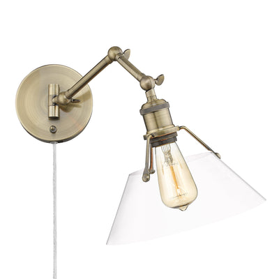 Yep by Golden Lighting Orwell 1-light Swing Arm Wall Lamp in Aged Brass and Clear Glass - Default Title - Golden Lighting