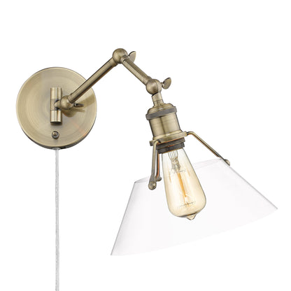 Orwell Articulating Wall Sconce in Aged Brass with Clear Glass - - Golden Lighting