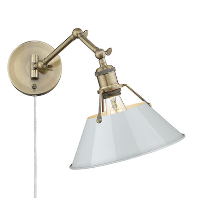 Yep by Golden Lighting Orwell 1-light Swing Arm Wall Lamp in Aged Brass and Dusky Blue shade - Default Title - Golden Lighting