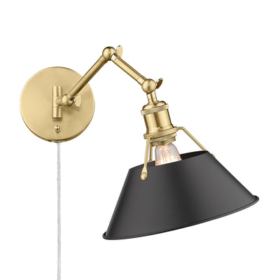 Yep by Golden Lighting Orwell 1-light Swing Arm in Brushed Champagne Brass and Matte Black shade - Default Title - Golden Lighting