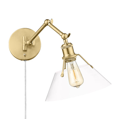 Yep by Golden Lighting Orwell 1-light Swing Arm Wall Lamp in Brushed Champagne Brass and Clear Glass - Default Title - Golden Lighting