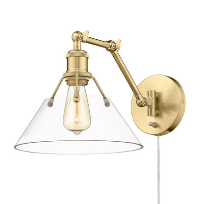 Yep by Golden Lighting Orwell 1-light Swing Arm Wall Lamp in Brushed Champagne Brass and Clear Glass - Default Title - Golden Lighting