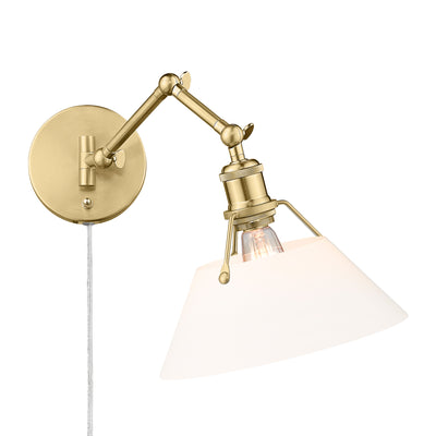 Yep by Golden Lighting Orwell 1-light Swing Arm Wall Lamp in Brushed Champagne Brass and Opal Glass - Default Title - Golden Lighting