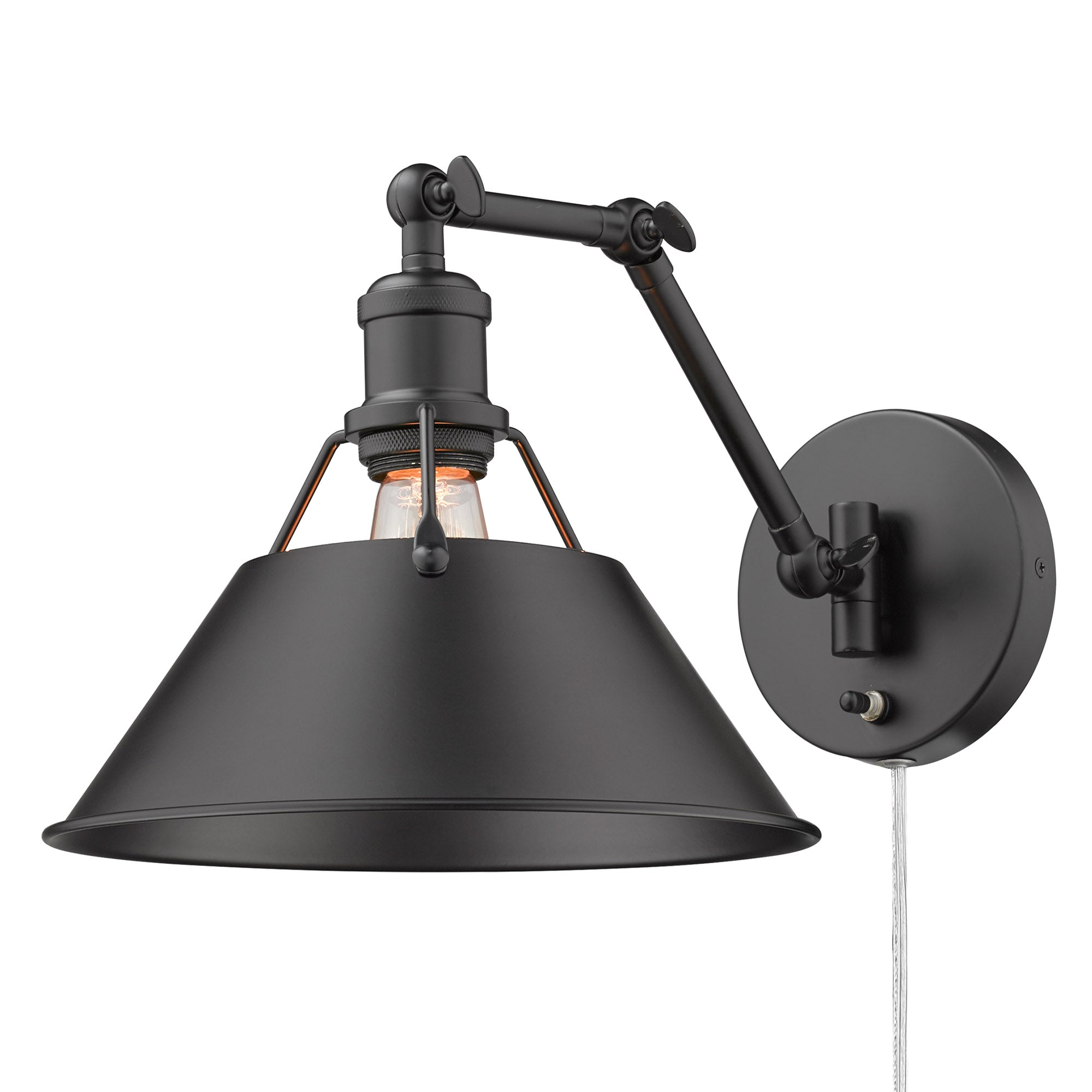 Yep by Golden Lighting Orwell 1-light Swing Arm Wall Lamp in Matte Black - Default Title - Golden Lighting