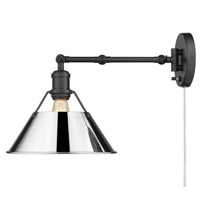 Yep by Golden Lighting Orwell 1-light Swing Arm Wall Lamp in Matte Black and Chrome shade - - Golden Lighting