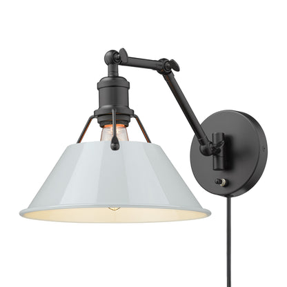 Yep by Golden Lighting Orwell 1-light Swing Arm Wall Lamp in Matte Black and Dusky Blue shade - Default Title - Golden Lighting