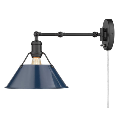 Yep by Golden Lighting Orwell 1-light Swing Arm Wall Lamp in Matte Black and Navy Blue shade - - Golden Lighting
