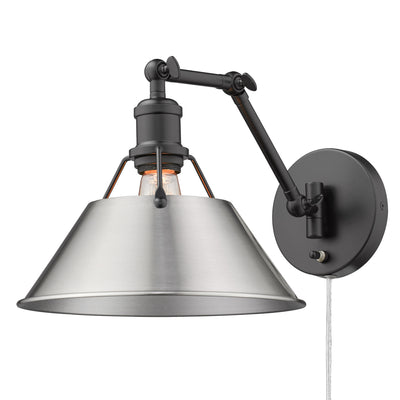 Yep by Golden Lighting Orwell 1-light Swing Arm Wall Lamp in Matte Black and Pewter shade - Default Title - Golden Lighting