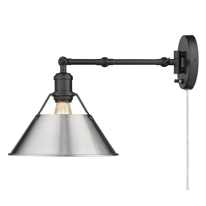 Yep by Golden Lighting Orwell 1-light Swing Arm Wall Lamp in Matte Black and Pewter shade - Default Title - Golden Lighting