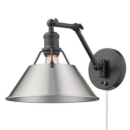 Yep by Golden Lighting Orwell 1-light Swing Arm Wall Lamp in Matte Black and Pewter shade - - Golden Lighting
