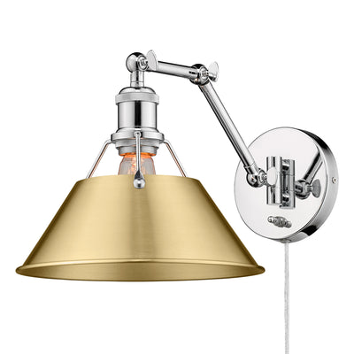 Yep by Golden Lighting Orwell 1-light Swing Arm Wall Lamp in Chrome and Brushed Champagne Brass shade - - Golden Lighting